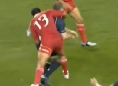 Mafi was banned for seven weeks after this high tackle left Gordon D'Arcy more than a little dazed.