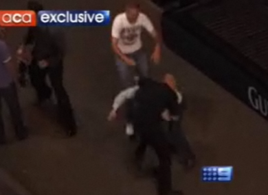 A still image from Channel Nine's news report, which claimed that Irish drinkers were the root of severe anti-social behaviour problems in Sydney.