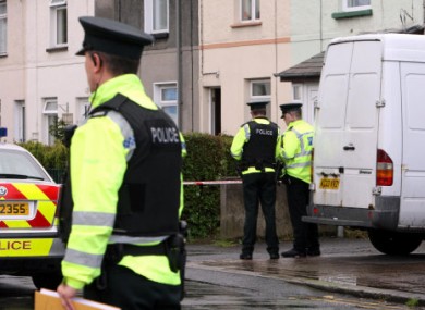 Police at the scene of a property on Hazelbrook Avenue, Bangor, Co Down after a man was shot in the chest in the seaside town in Northern Ireland.