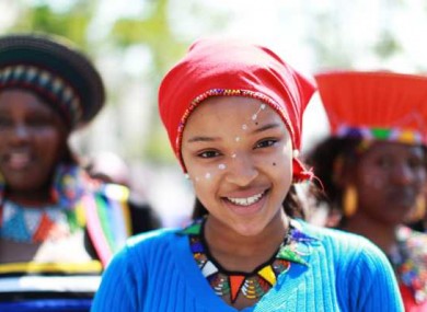 Sandra Nomgqokwana (15) from the South African dance group Moribo Wa Afrika,pictured on Connell Street in Dublin as they celebrate Africa Day 2011.