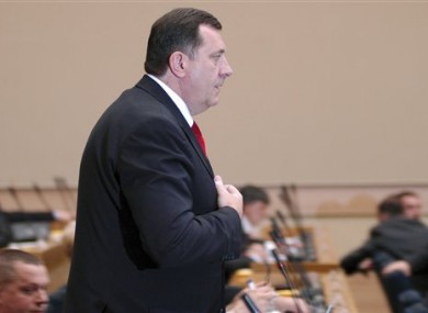 Milorad Dodik, the president of Bosnia's Serb-dominated part, addresses the region's parliament in the Bosnia town of Banja Luka.