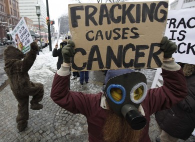 An anti-fracking protester in the US, where the process has stirred controversy