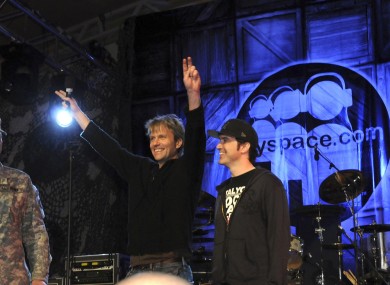 Chris DeWolfe and Tom Anderson, MySpace co-founders at a MySpace webcast in Kuwait city in March 2008