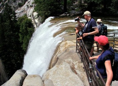 The top of Vernal Fall in Yosemite National Park in California.