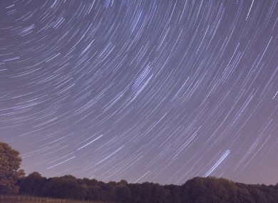 A layered image of the Perseid meteor shower in August 2010
