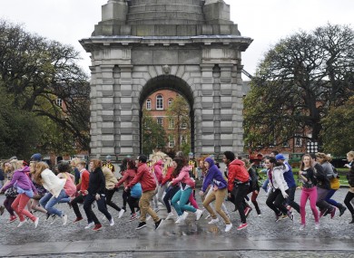 Dancers rehearse for Bollywood filming at TCD today