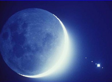 The Moon and Jupiter as they appeared in September 1990