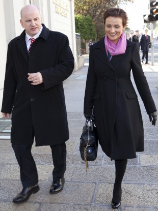 Seán Gallagher with his wife Trish on the campaign trail today.
