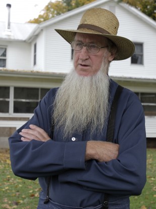 Outside his home in Bergholz, Ohio, Amishman Sam Mullet, father of two men arrested for allegedly going into the home of other Amish and cutting their hair and beards