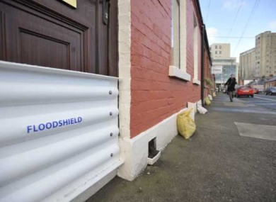 Sandbags in the Ringsend area of Dublin, where Kevin Humphreys was hard at work on Monday night.