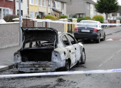The burned-out car in Ballyfermot today.