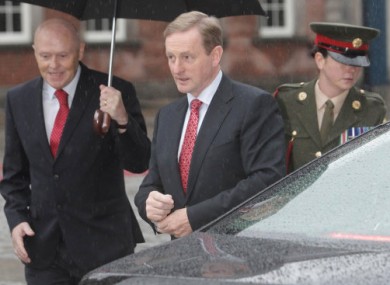 Taoiseach Enda Kenny arriving at Dublin Castle today for the Presidential inauguration