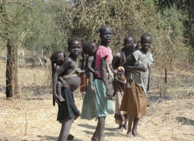 A group of young refugees arriving at the camp in Maban.