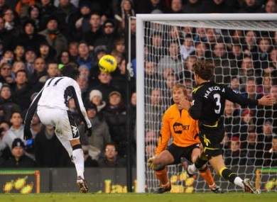 Bryan Ruiz scores for Fulham against Bolton on Saturday.