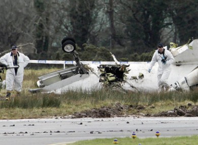 The wreckage of the Manx2 plane in February, 2011.
