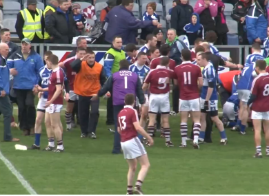 A still from footage of the semi-final violence in O'Moore Park, Portlaoise.