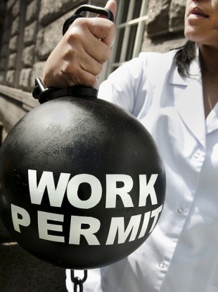 Migrants in Ireland protested in 2010 to be allowed change employer while working on a permit. For a Green Card, a worker must stay with their first employer for at least 12 months.