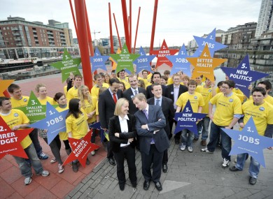 A Fine Gael photocall during the election campaign: a similar event for TDs and Senators, set for yesterday, was scrapped with four hours' notice.