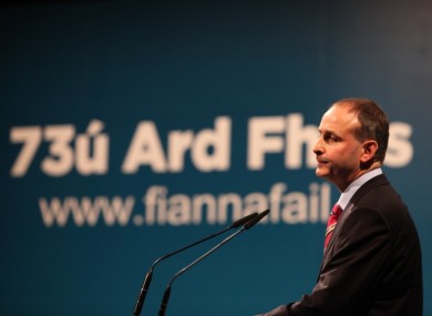 Micheál Martin addresses the Fianna Fáil Ard Fheis this evening in Dublin.