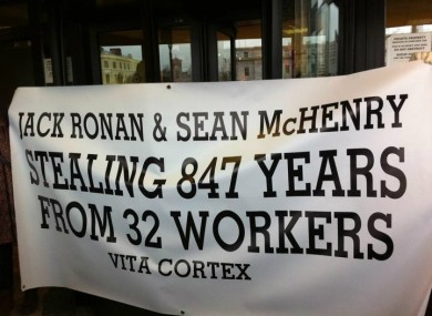 A group of the workers protested at the home of retired Vita Cortex Director Sean McHenry in Douglas earlier this week.