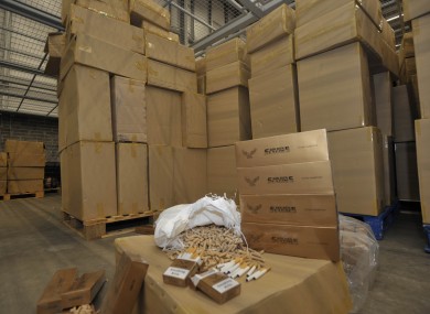 The 38 million cigarettes seized at Dublin Port yesterday.