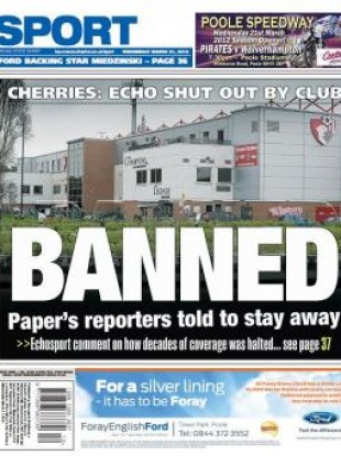 The front page of the Bournemouth Echo last month.