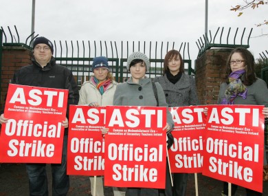 Secondary teachers participating in a public sector strike in 2009. Unions have threatened to hold industrial action if the government looks to cut their allowances.