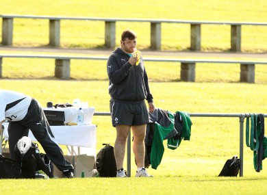 Mike Ross sits out training at the Onewa Domain, Auckland.