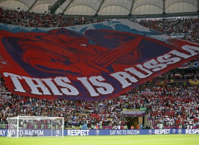 Russia fans unfurled this massive banner before the 1-1 draw.