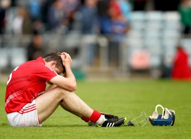 Cork's Christopher Joyce dejected at the final whistle.
