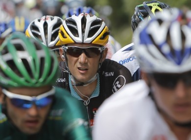 Frank Schleck rides in the pack this week before the news broke.