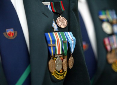 Members of the Defence Forces wearing medals awarded for services with the UN