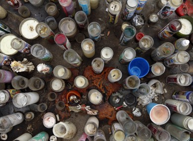 Candles left at the memorial to victims of the Colorado cinema shootings.