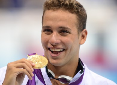 The South African with his medal last night.