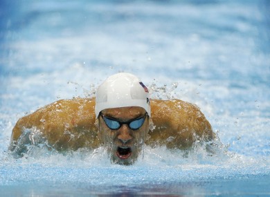 United States' Michael Phelps competes in a men's 200-metre individual medley.