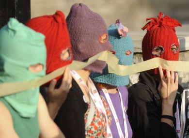Protests in Warsaw, Poland against the Pussy Riot sentences on 17 August.