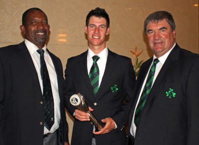 Dockrell (centre) with Phil Simmons and Roy Torrens.