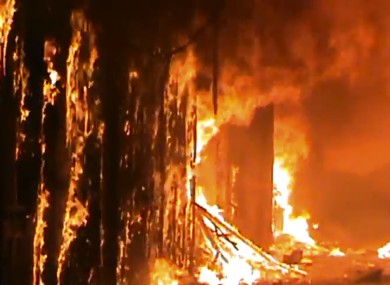 The blaze swept through the medieval market in Aleppo, Syria.
