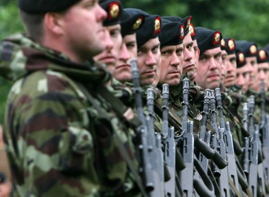 Members of the 98th infantry Battalion of the Irish Defence Forces in Kilkenny in 2008.