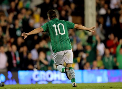 Young gun: Robbie Brady celebrates a goal in last month's friendly against Oman.