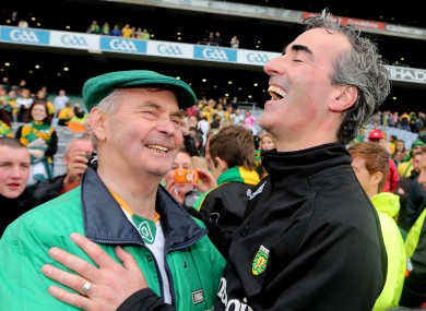 Brian McEniff and Jim McGuinness at Croke PArk after the All-Ireland final last September.