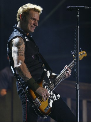 Bassist and backing vocalist Mike Dirnt of Green Day.