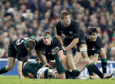 Jamie Heaslip, Chris Henry and Conor Murray in action against South Africa.