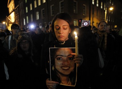 A candlelit vigil was held for Savita outside Leinster House in Dublin last night