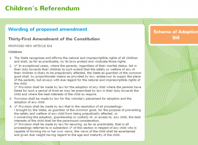 The new version of ChildrensReferendum.ie published this evening did not mention the proposed removal of Article 42(5) from the Constitution.