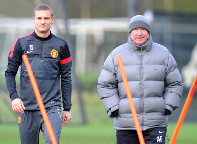 Vidic and Ferguson at training this week.