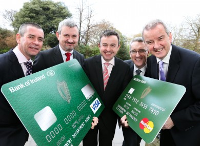 Procurement Minister Brian Hayes (centre) at the launch of the cards yesterday.