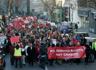 The protest against disability cuts last year.