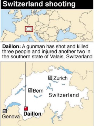 Graphic locates Daillon in Switzerland, scene of fatal shooting.