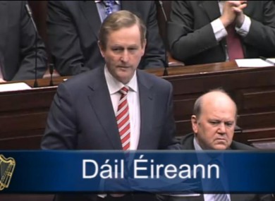 Taoiseach and Fine Gael leader Enda Kenny speaking today in the Dáil